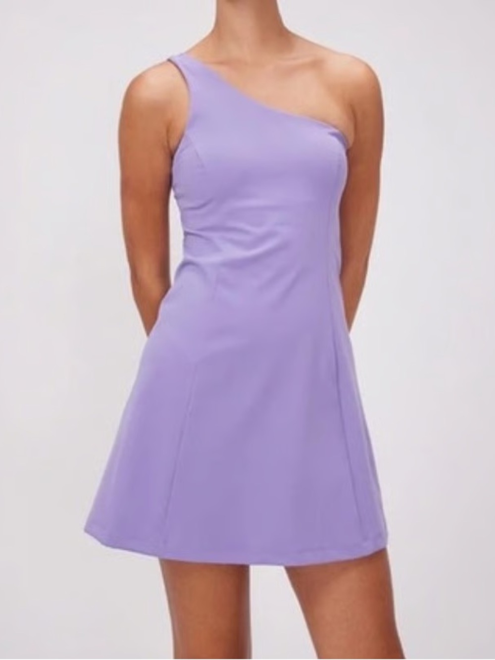 Outdoor Voices Lavender One-Shoulder A-Line Dress Sz S